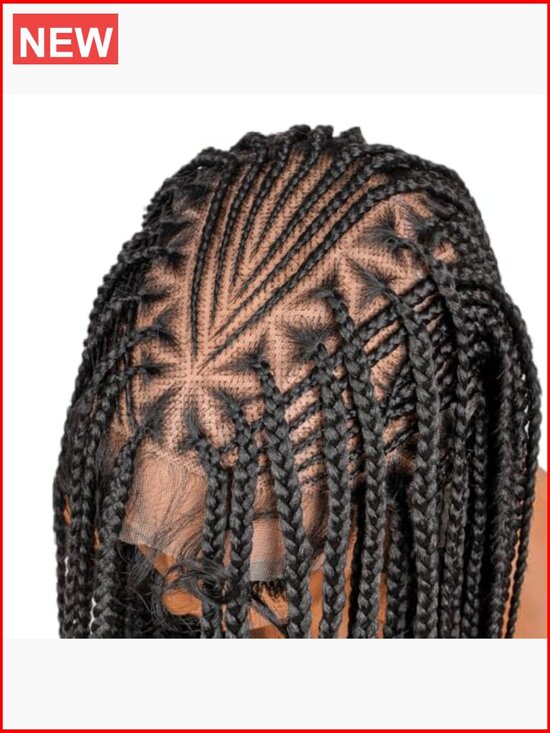 Full Lace Box Braided Wig Handmade Knotless Braids Synthetic Hair 36in main image 4